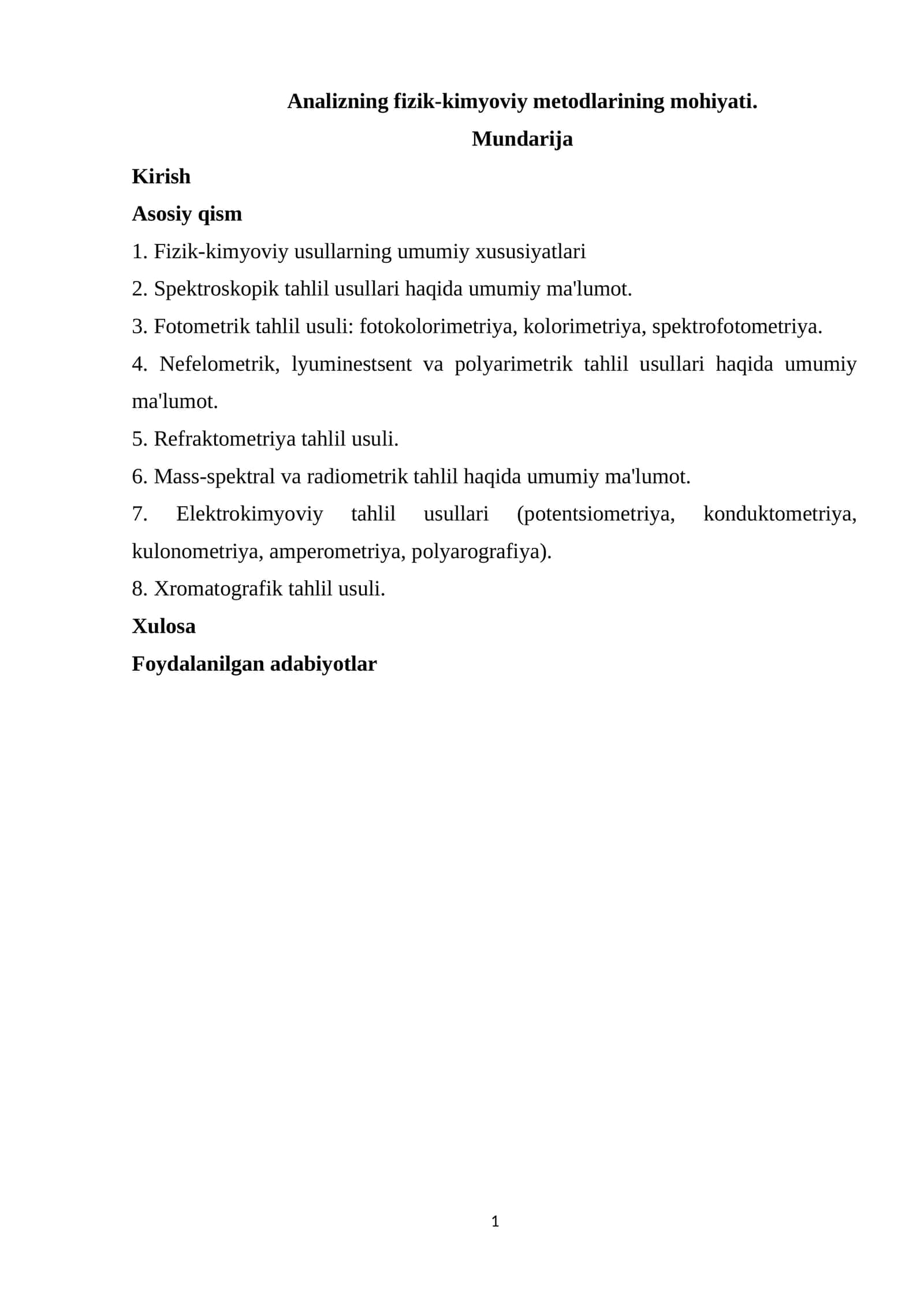 Analizning fizik-kimyoviy metodlarining mohiyati 1