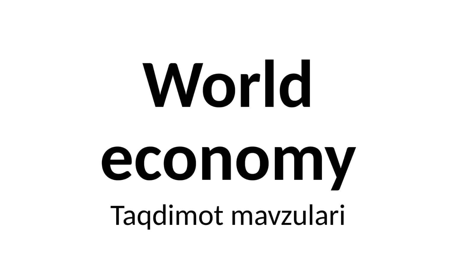 World economy 1