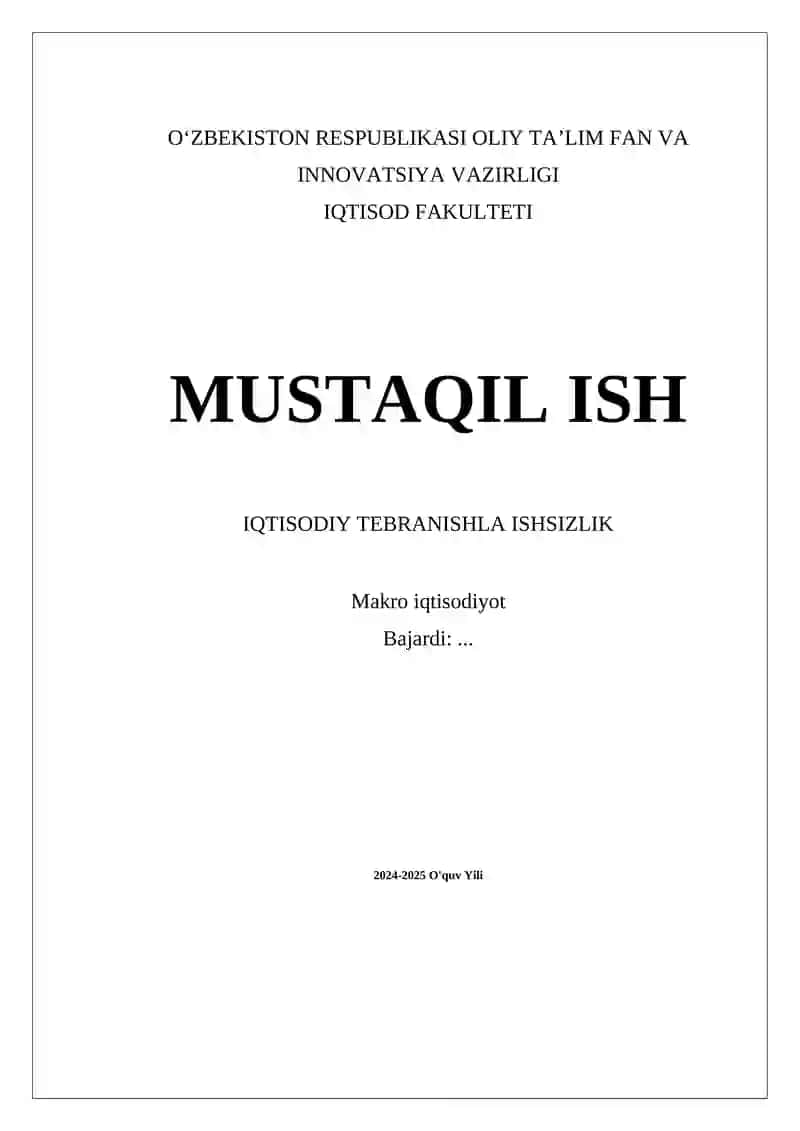 IQTISODIY TEBRANISHLA ISHSIZLIK 1