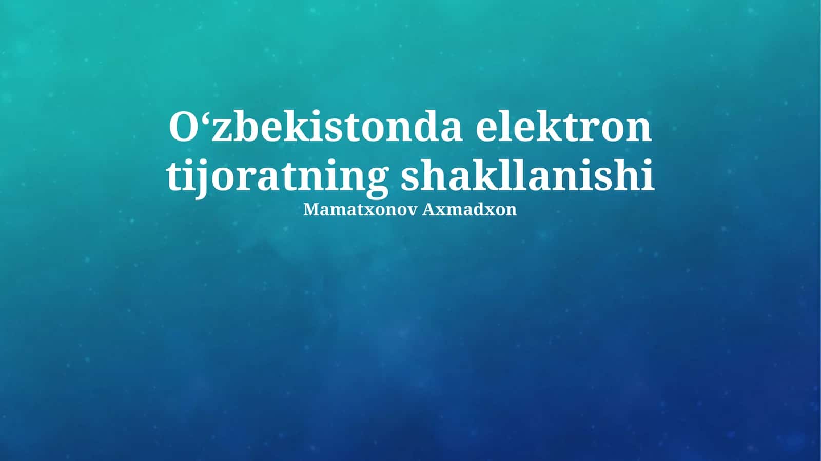Elektron tijoratning shakllanishi 1