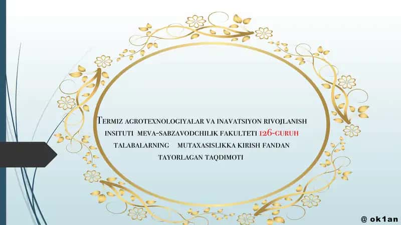 Meva-uzum mahsulotlarini saqlash boyicha mashgulot 1
