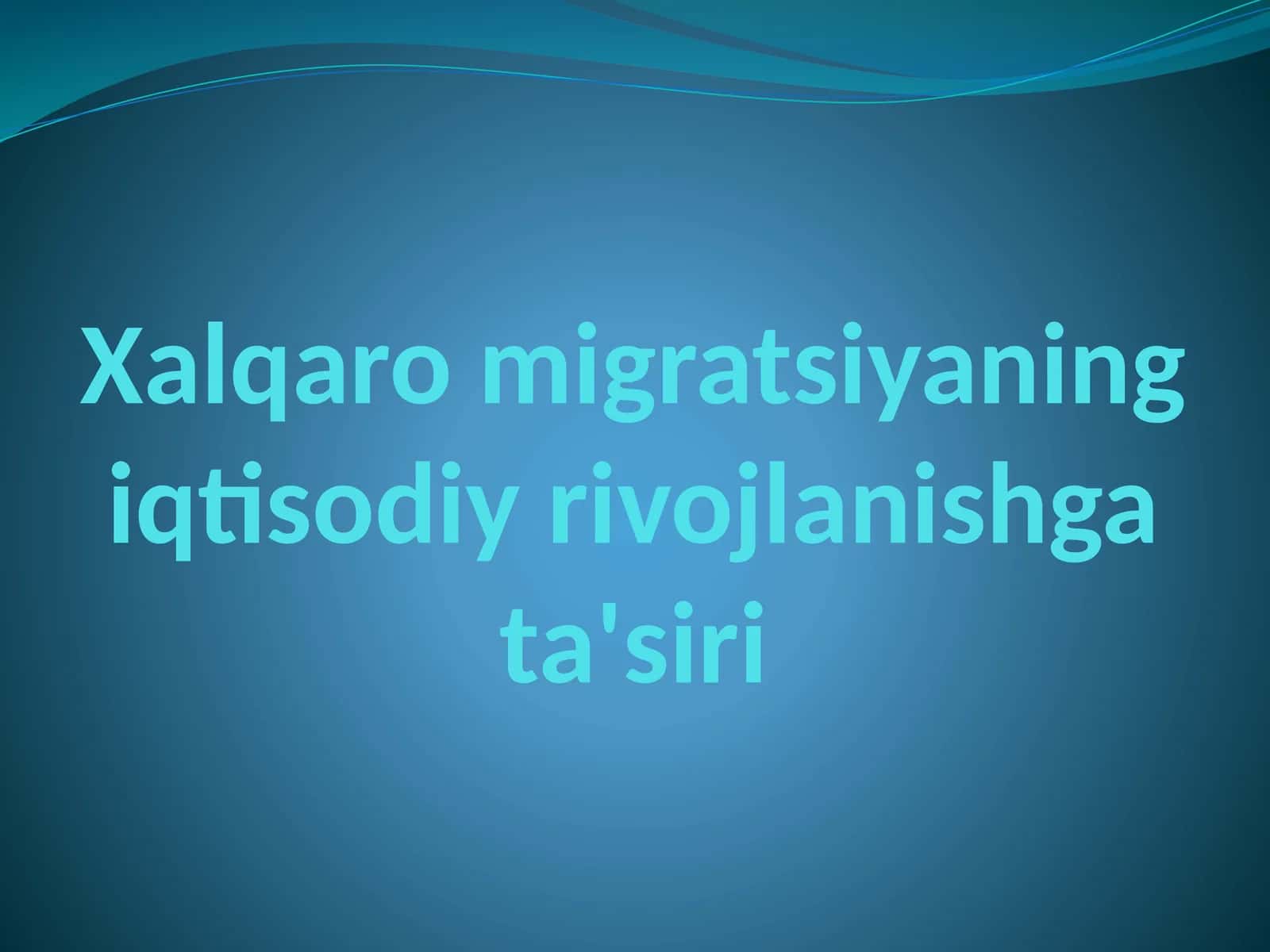 Aholi migratsiyasi va uning tasnifi 1