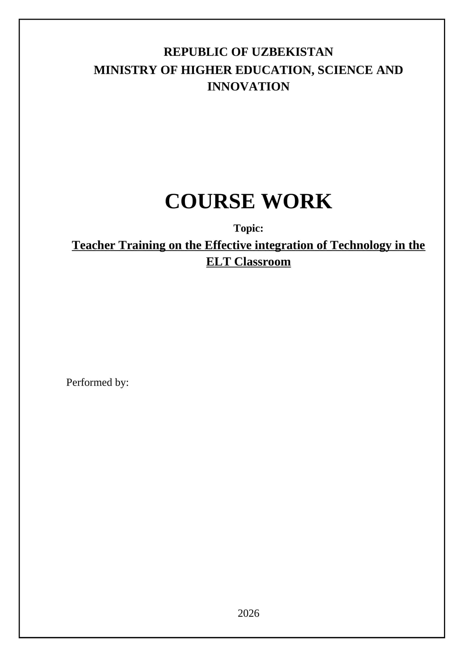 Teacher Training on the Effective Integration of Technology in the ELT Classroom 1