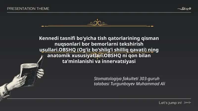 Kennedi tasnifi boʻyicha tish qatorlarining qisman nuqsonlari 1