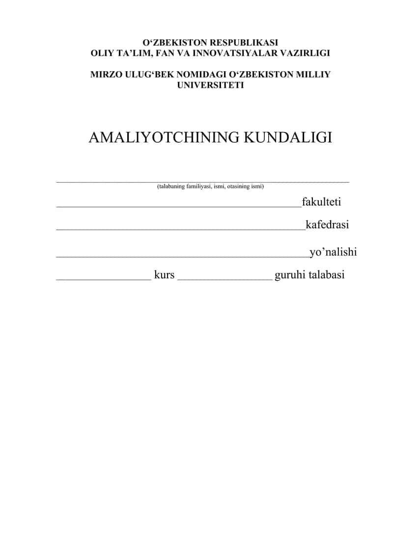 Amaliyot chining kundaligi 1