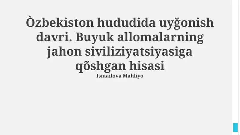 O'zbekiston Uyg'onish Davri 1