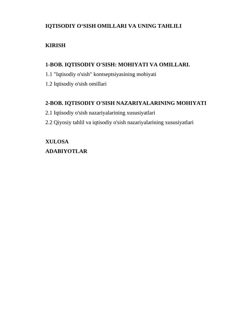 Iqtisodiy o‘sish omillari va uning tahlili 1