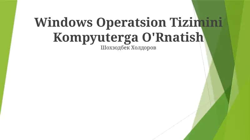 Windows Operatsion Tizimini Kompyuterga O'Rnatish 1