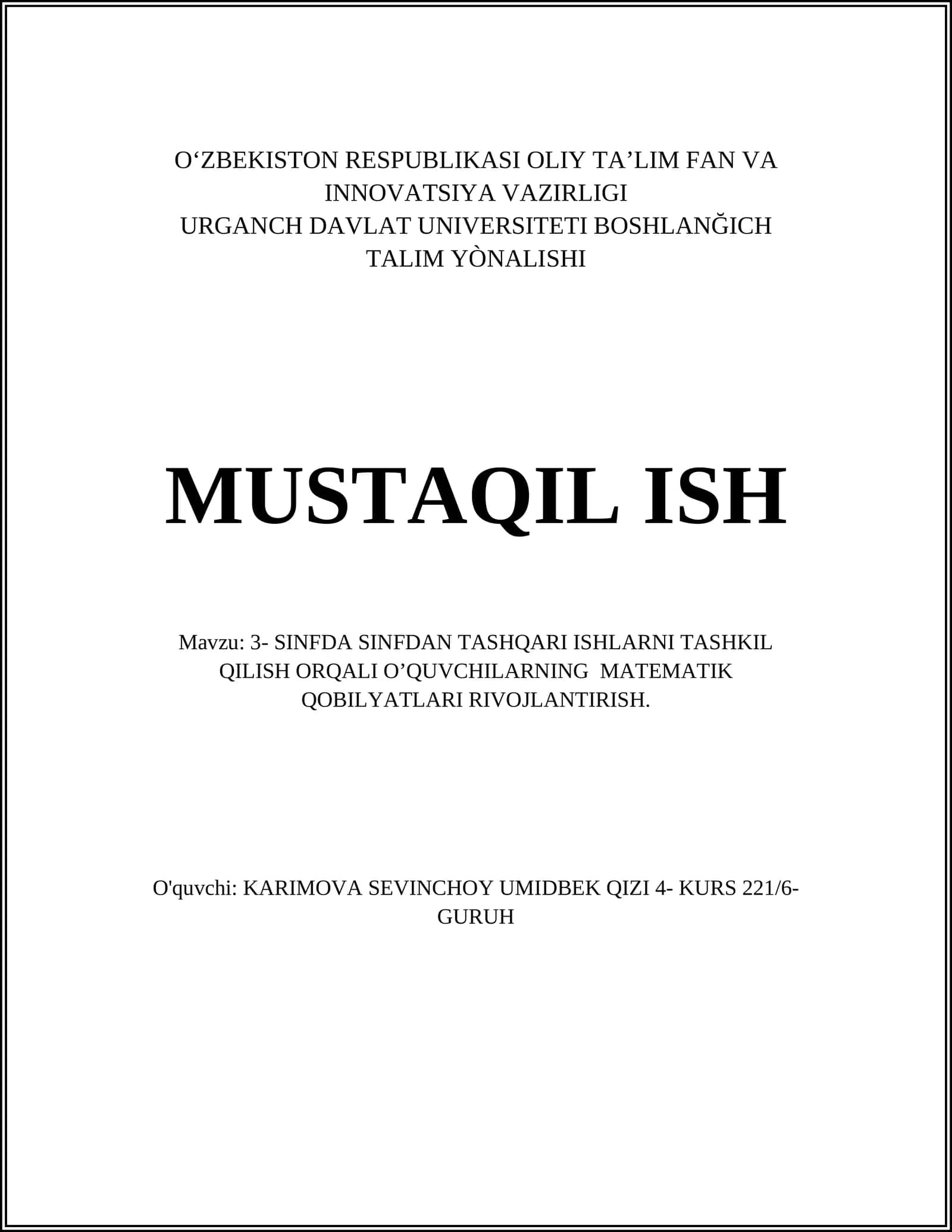 Matematika darslarini integratsiya qilish 1