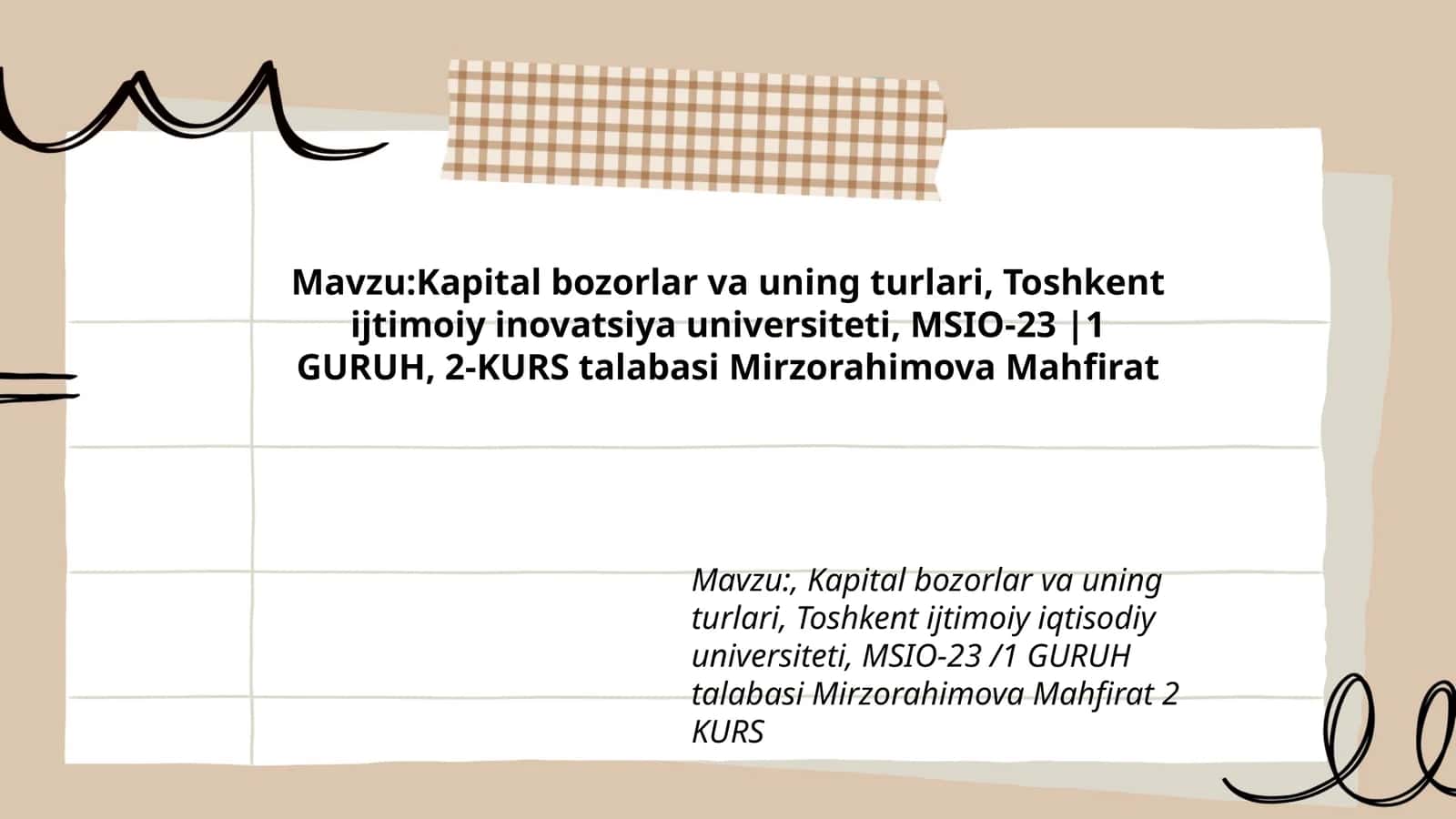 Kapital bozorlar va uning turlari 1