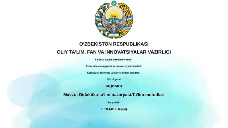 Didaktika-ta'lim nazaryasi.Ta'lim metodlari 1