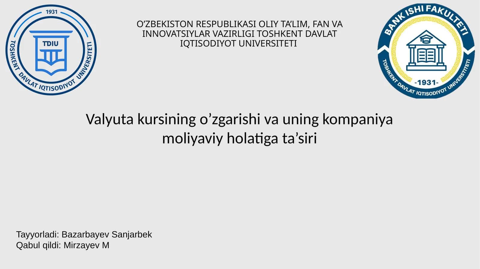 Valyuta kursining o’zgarishi va uning kompaniya moliyaviy holatiga ta’siri 1