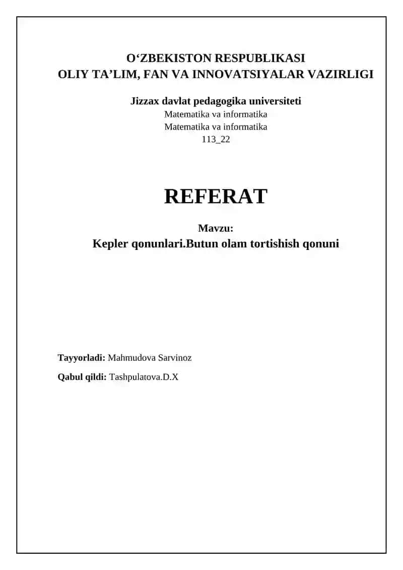 Kepler qonunlari