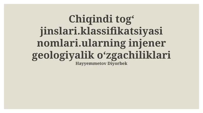 Chiqindi tog' jinslarining tasnifi va nomlanishi 1