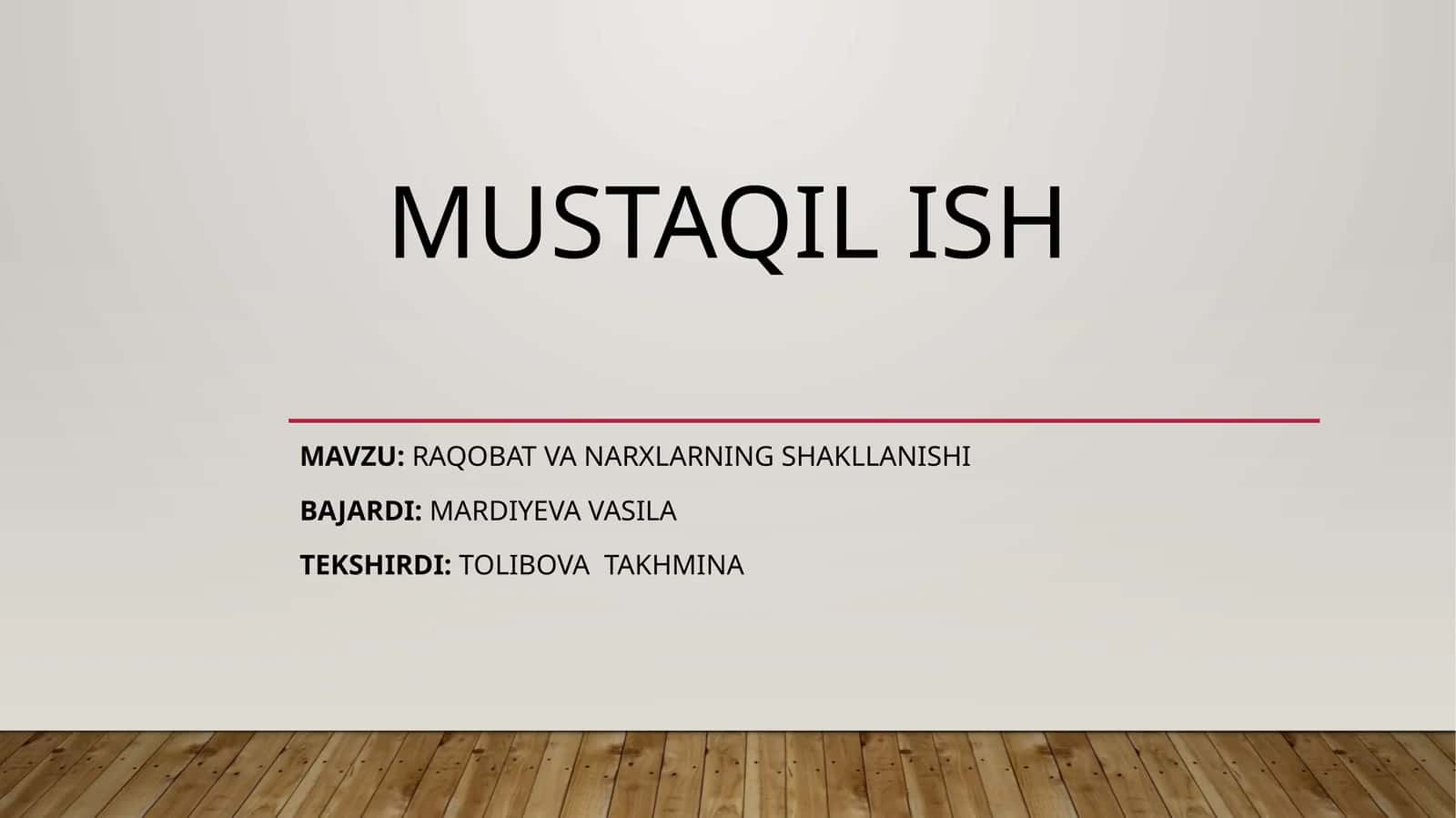 Raqobat va narxlarning shakllanishi 1