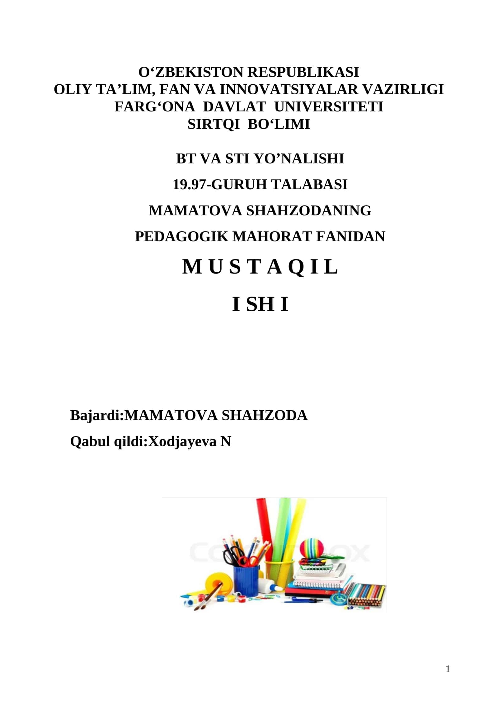 Pedagogik ta’lim jarayonida o’qituvchining zamonaviy axborot texnalogiyalardan samarali foydalanish 1