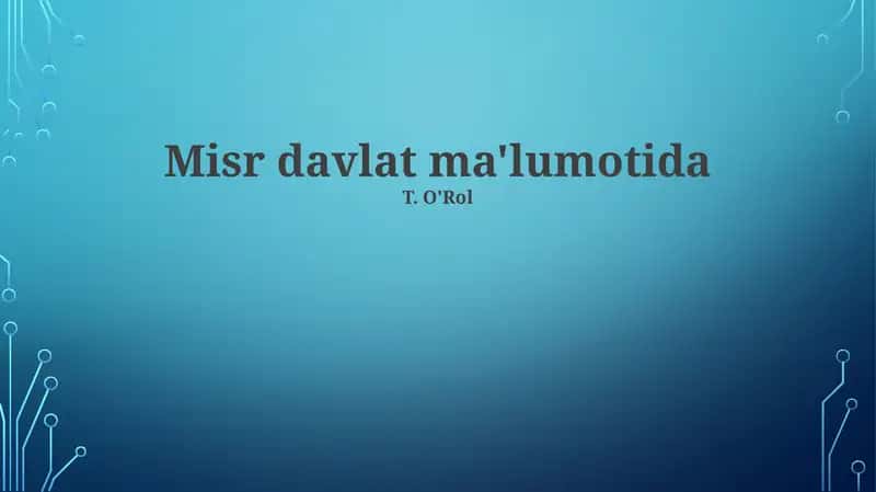 Misr Davlat Ma'lumoti 1