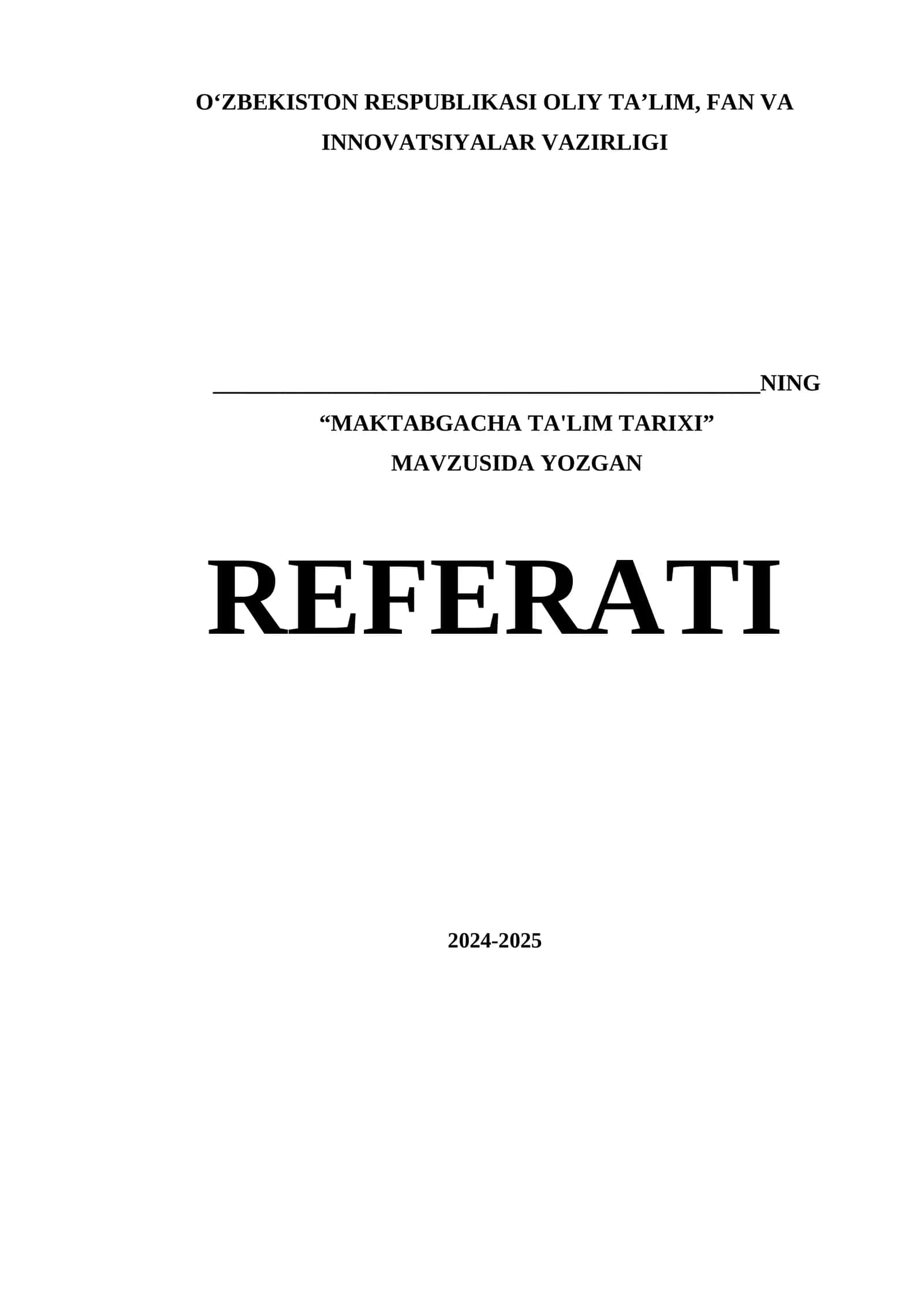 MAKTABGACHA TA'LIM TARIXI 1