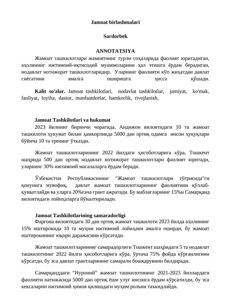Jamoat birlashmalari 1