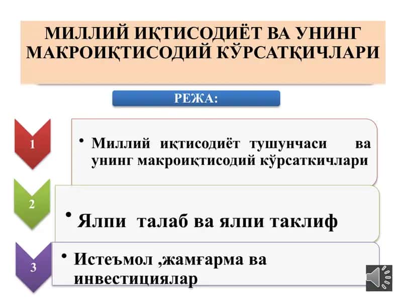 Миллийиқтисодиёт ва унинг макроиқтисодий кўрсатқичлари 1