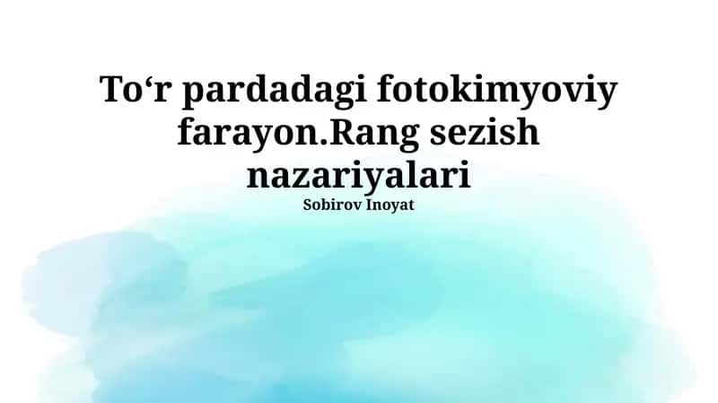 Rang Ko'rishning Neyrofiziologiyasi 1