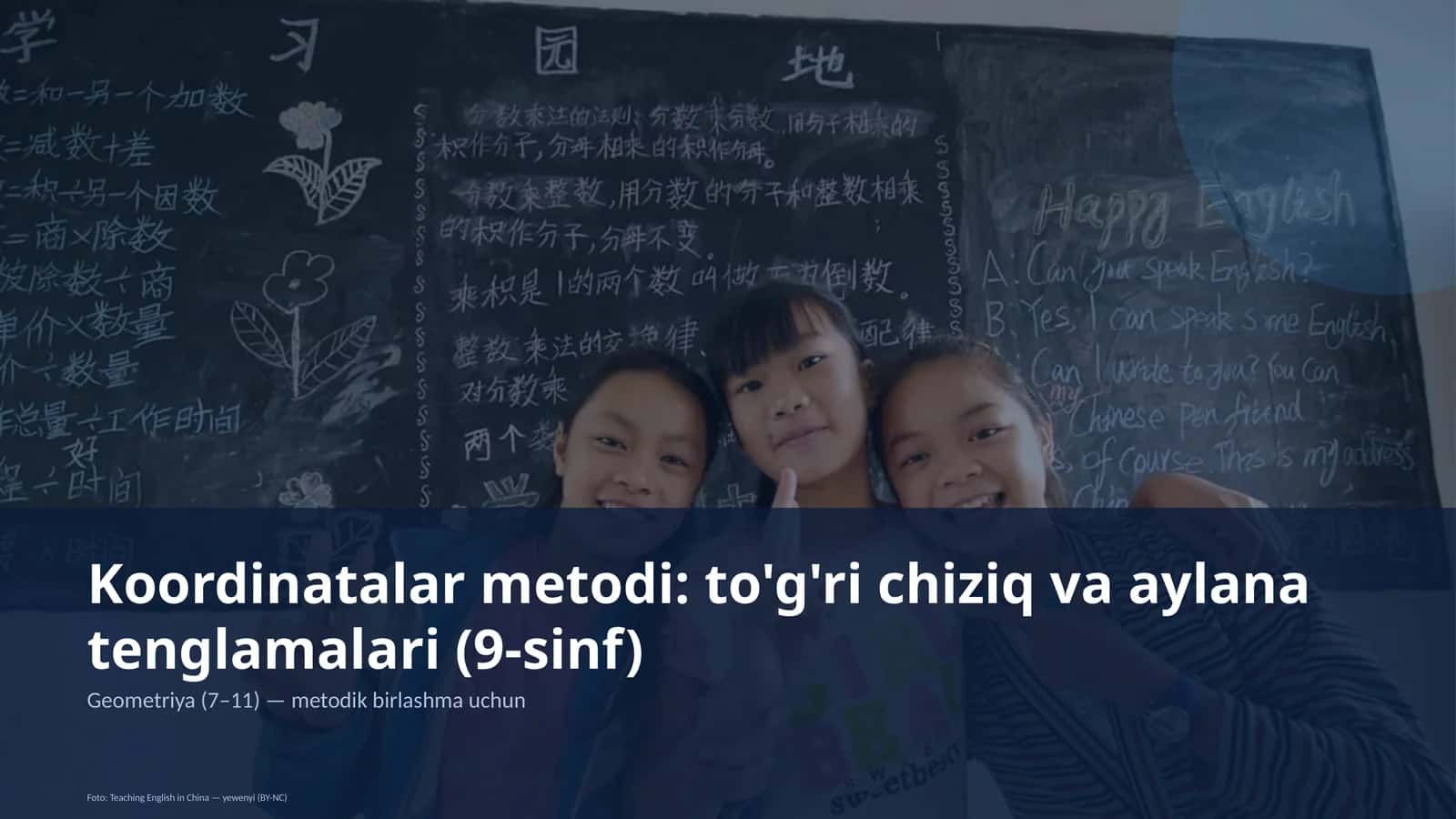 Koordinatalar metodi: to'g'ri chiziq va aylana tenglamalari (9-sinf) 1