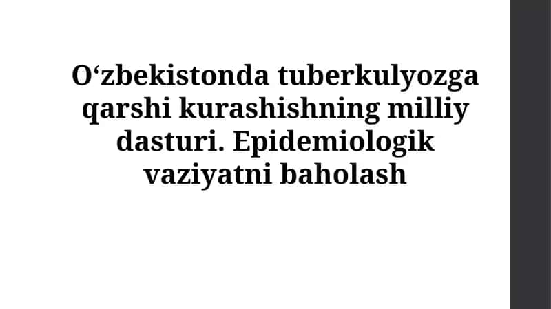 O‘zbekistonda tuberkulyozga qarshi kurashishning milliy dasturi 1