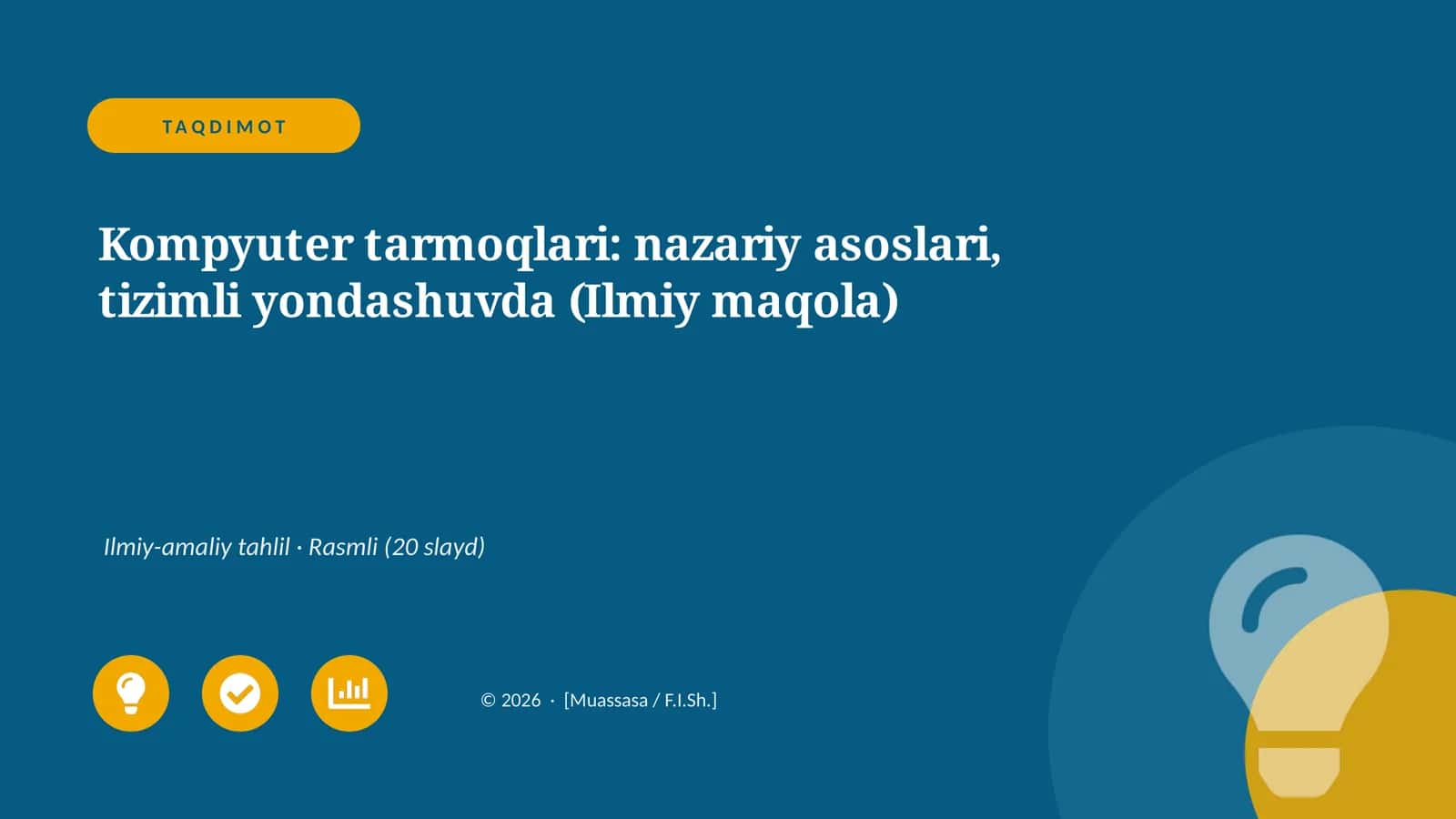 Kompyuter tarmoqlari: nazariy asoslari, tizimli yondashuvda (Ilmiy maqola) 1