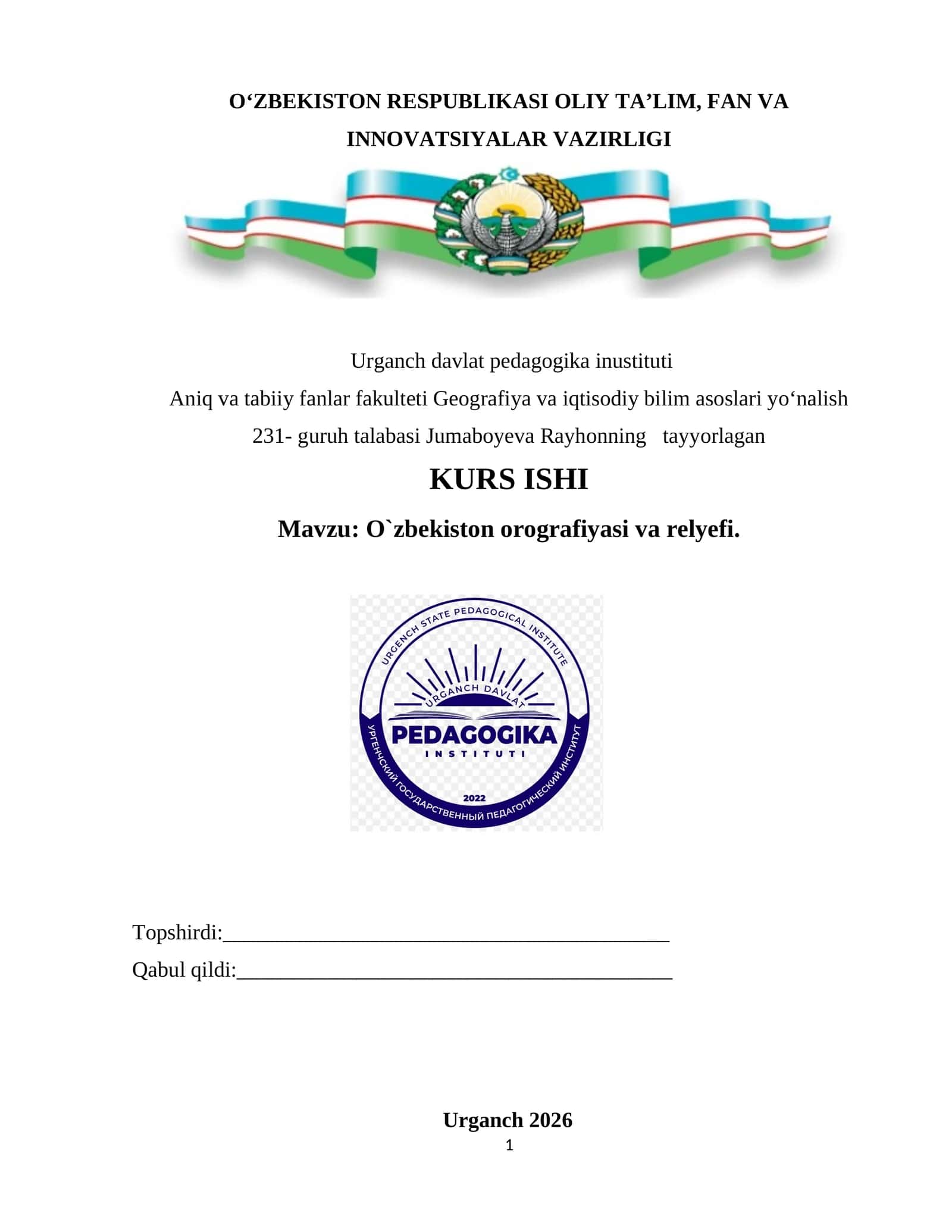 O`zbekiston orografiyasi va relyefi 1
