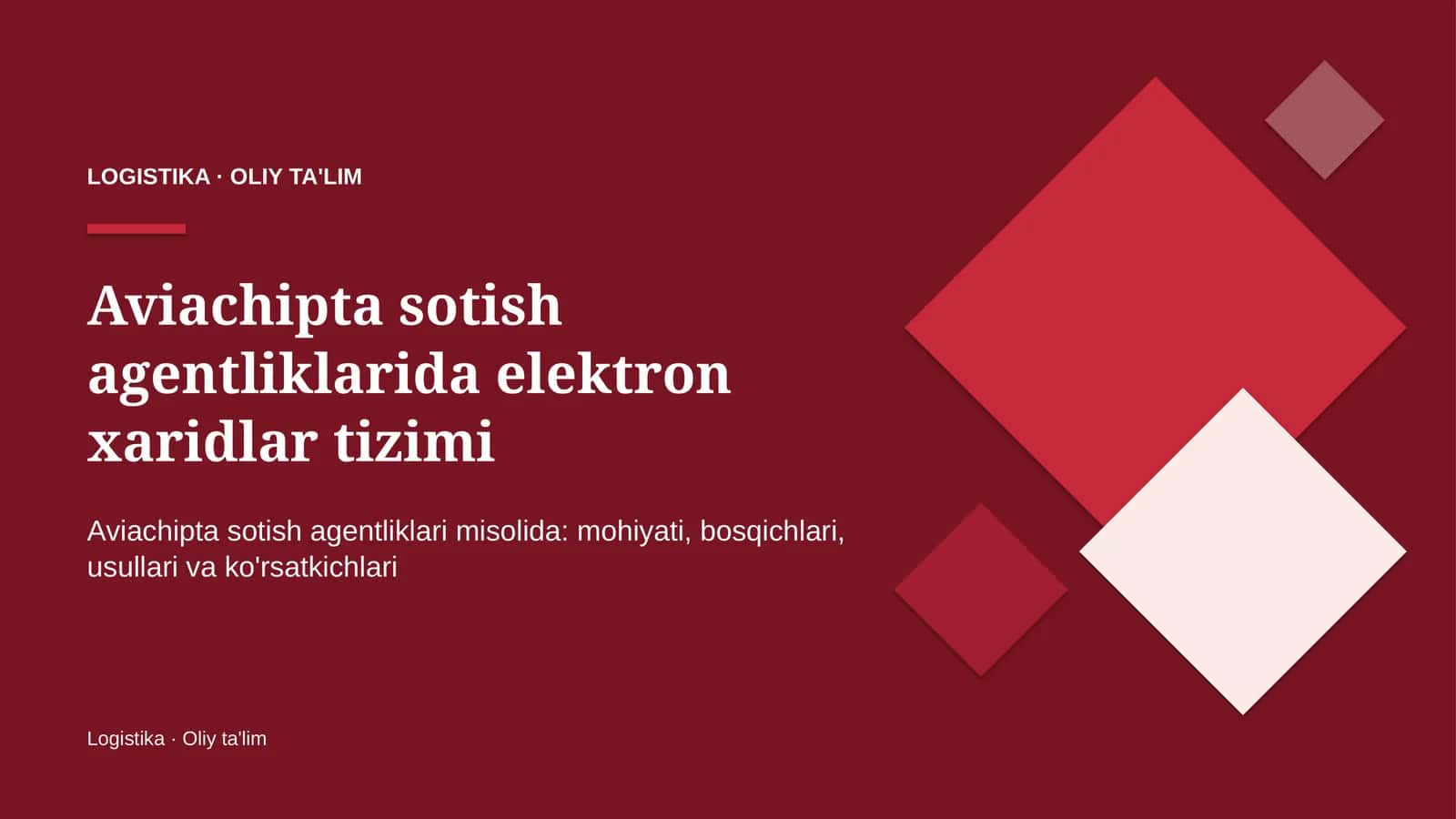 Aviachipta sotish agentliklarida elektron xaridlar tizimi 1