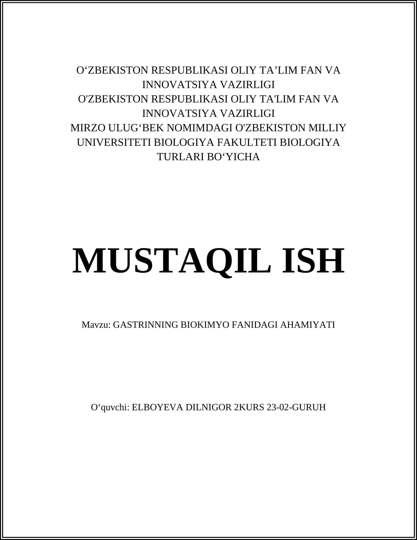 Gastrinning biokimyo fanidagi ahmiyati 1