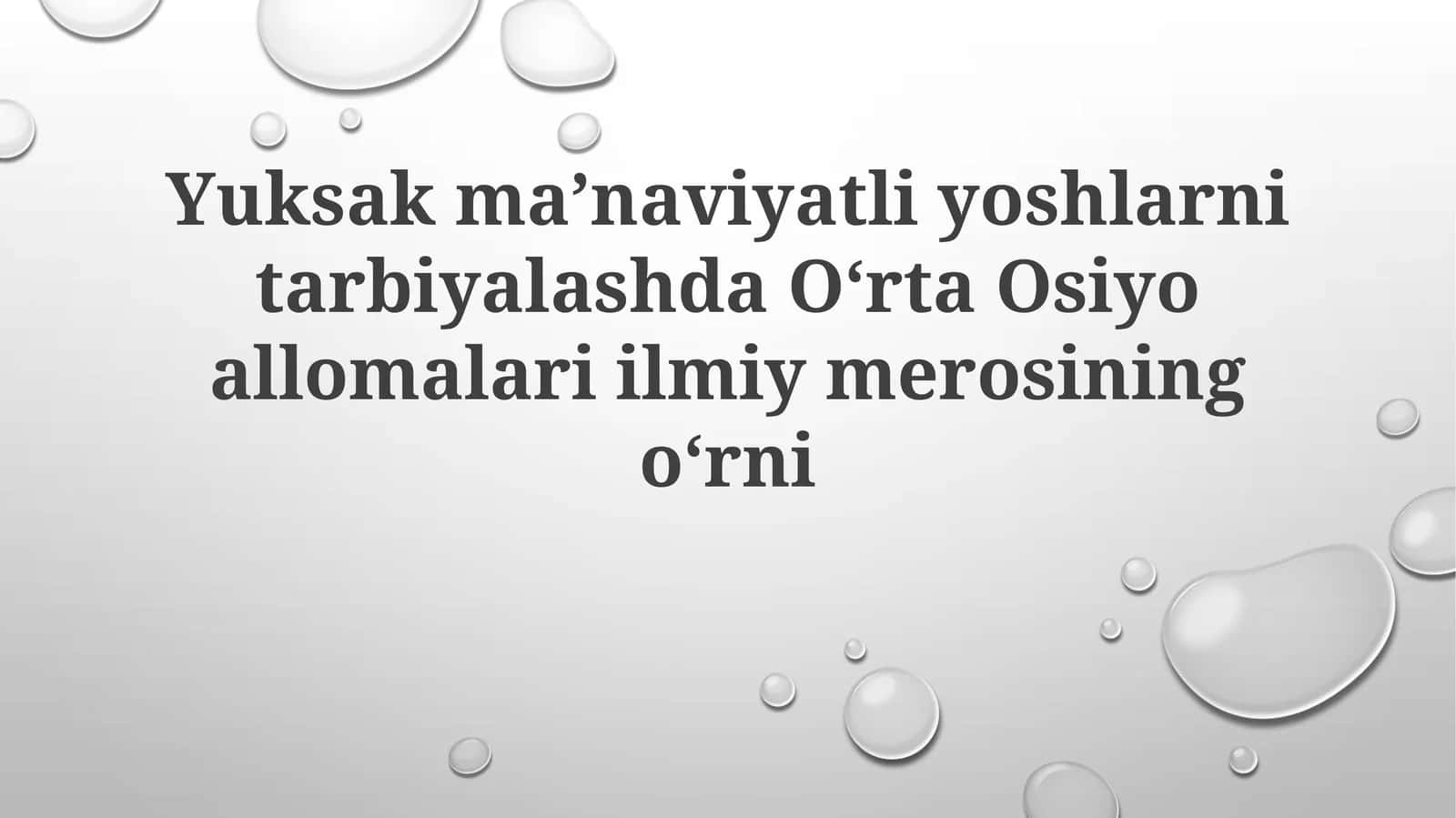 Yuksakmaʼnaviyatli yoshlarni tarbiyalash 1