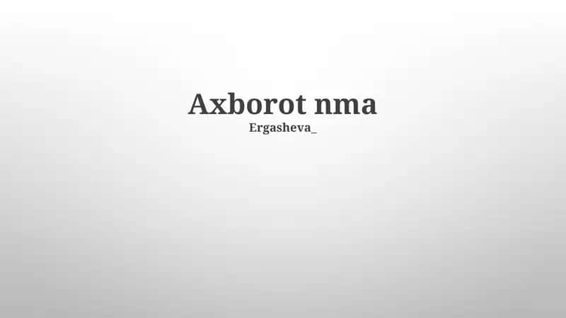 Axborot Arxitekturasi 1