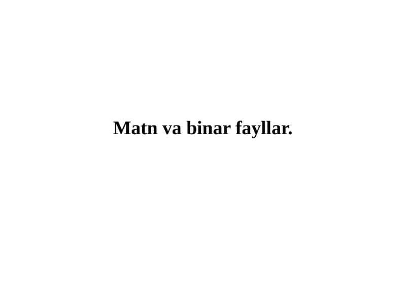 Matn va binar fayllar. 1