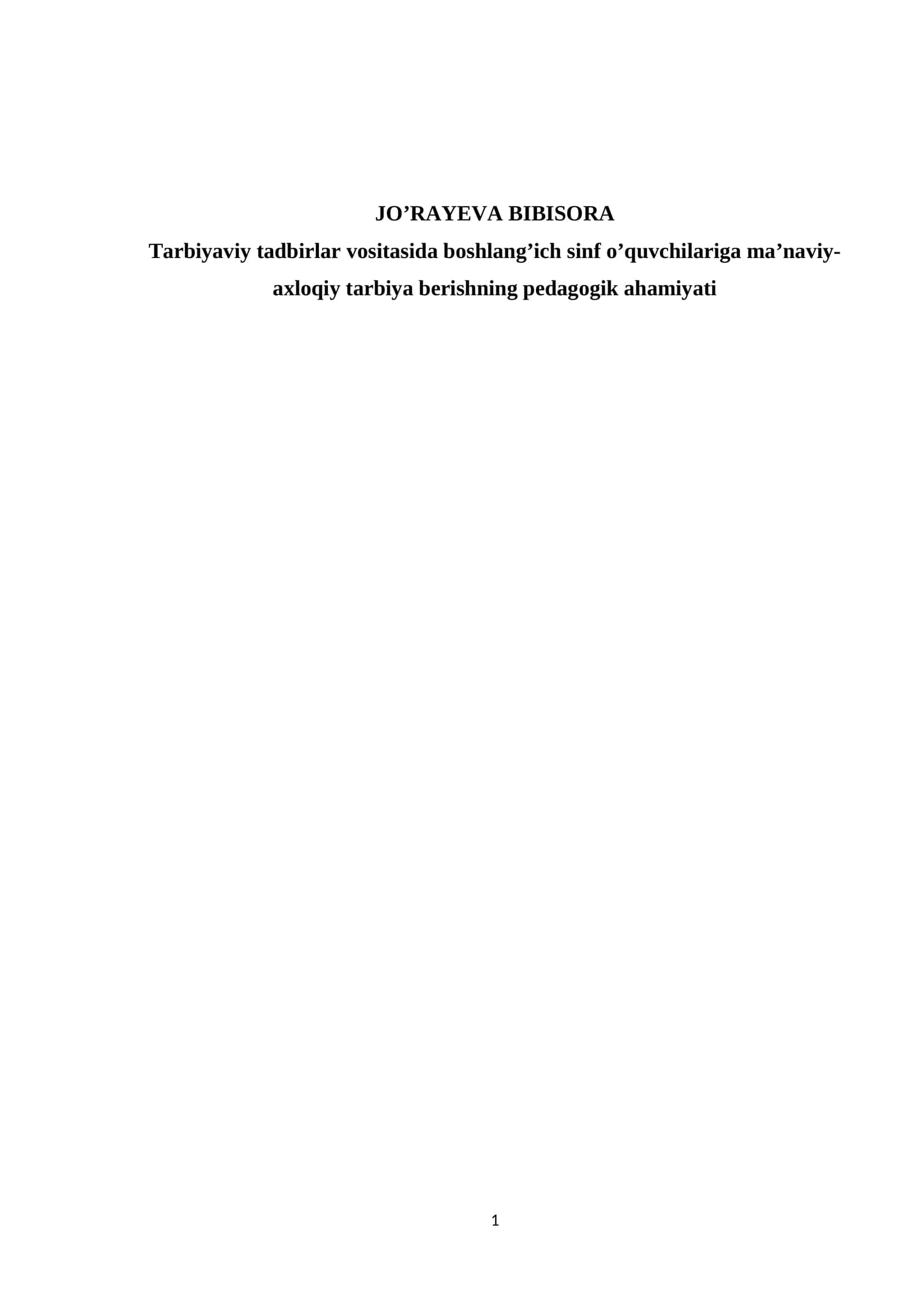JO’RAYEVA BIBISORA 1
