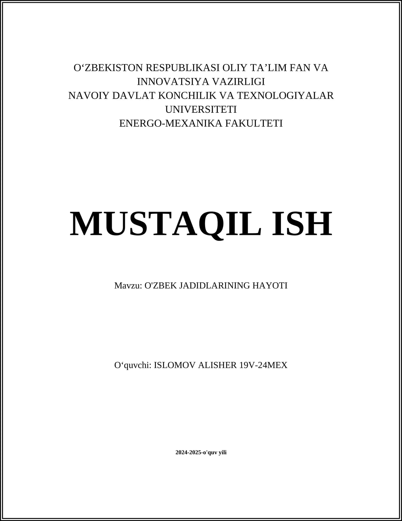 O'zbek jadidlarining ta'lim tizimidagi islohotlari 1