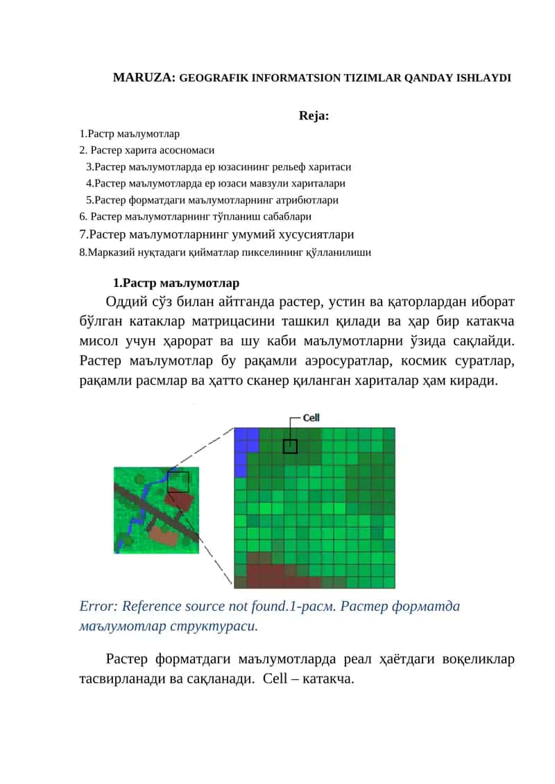 GEOGRAFIK INFORMATSION TIZIMLAR 1