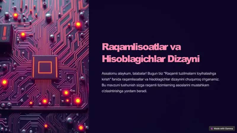 Raqamlisoatlar va Hisoblagichlar Dizayni 1