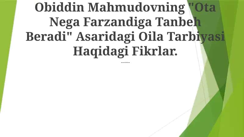“Ota Nega Farzandiga Tanbeh Beradi” Asari 1