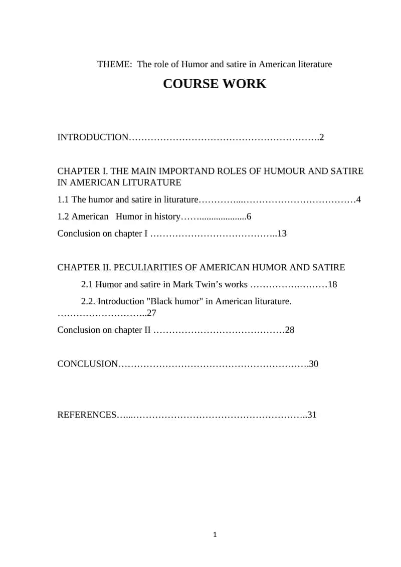 The role of Humor and satire in American literature 1