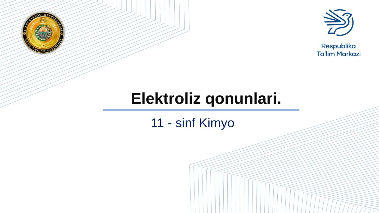 11-sinf Kimyo fanidan Elektroliz qonunlari dars ishlanmasi 1