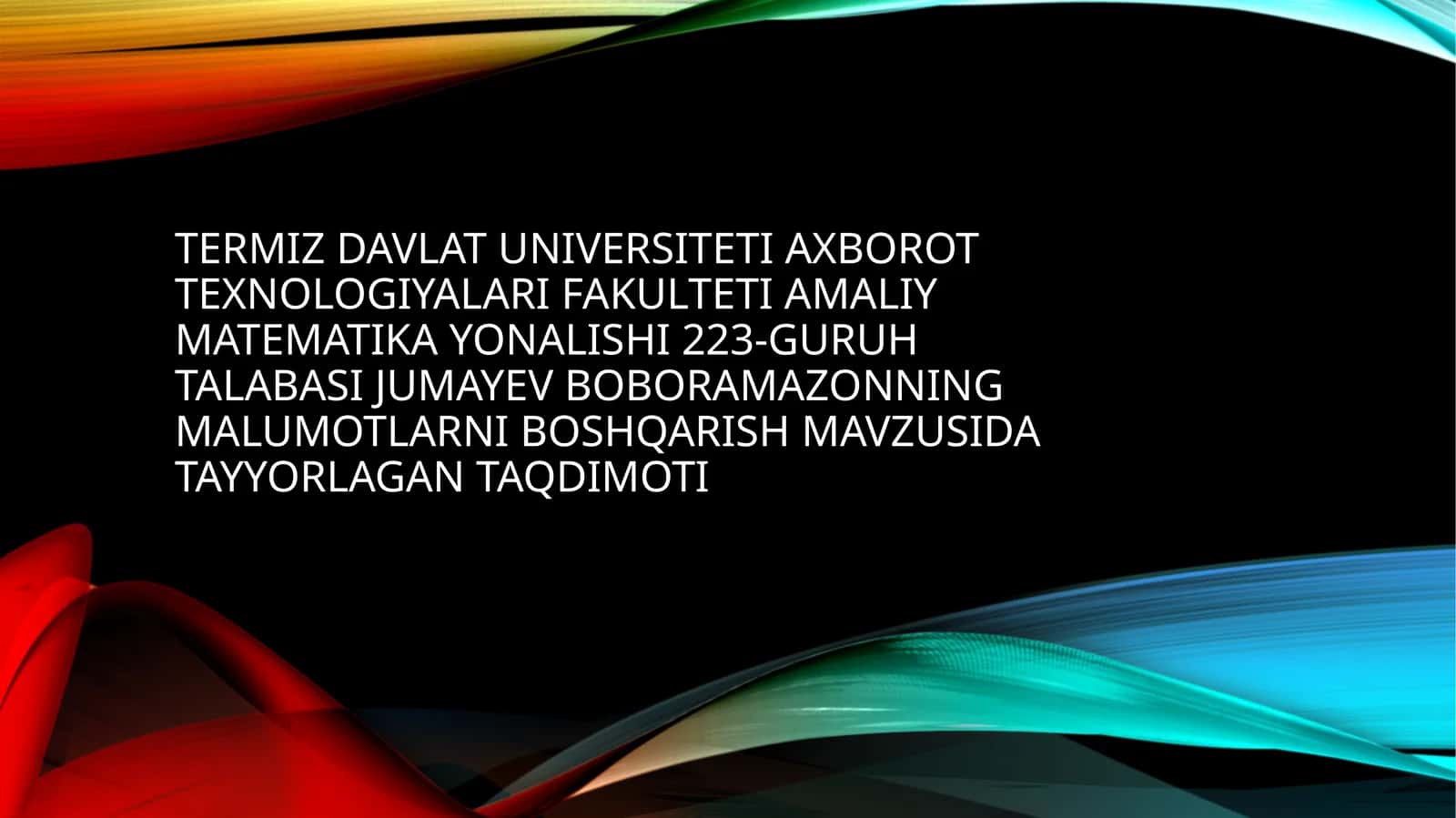 Maʼlumotlarni boshqarish 1