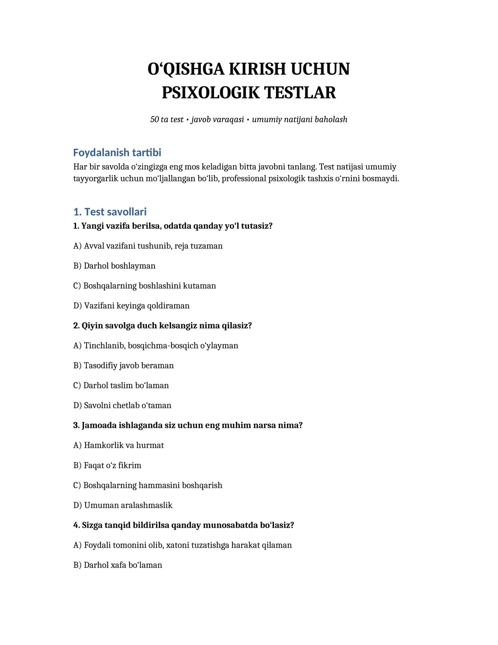 PSIXOLOGIK TESTLAR 1