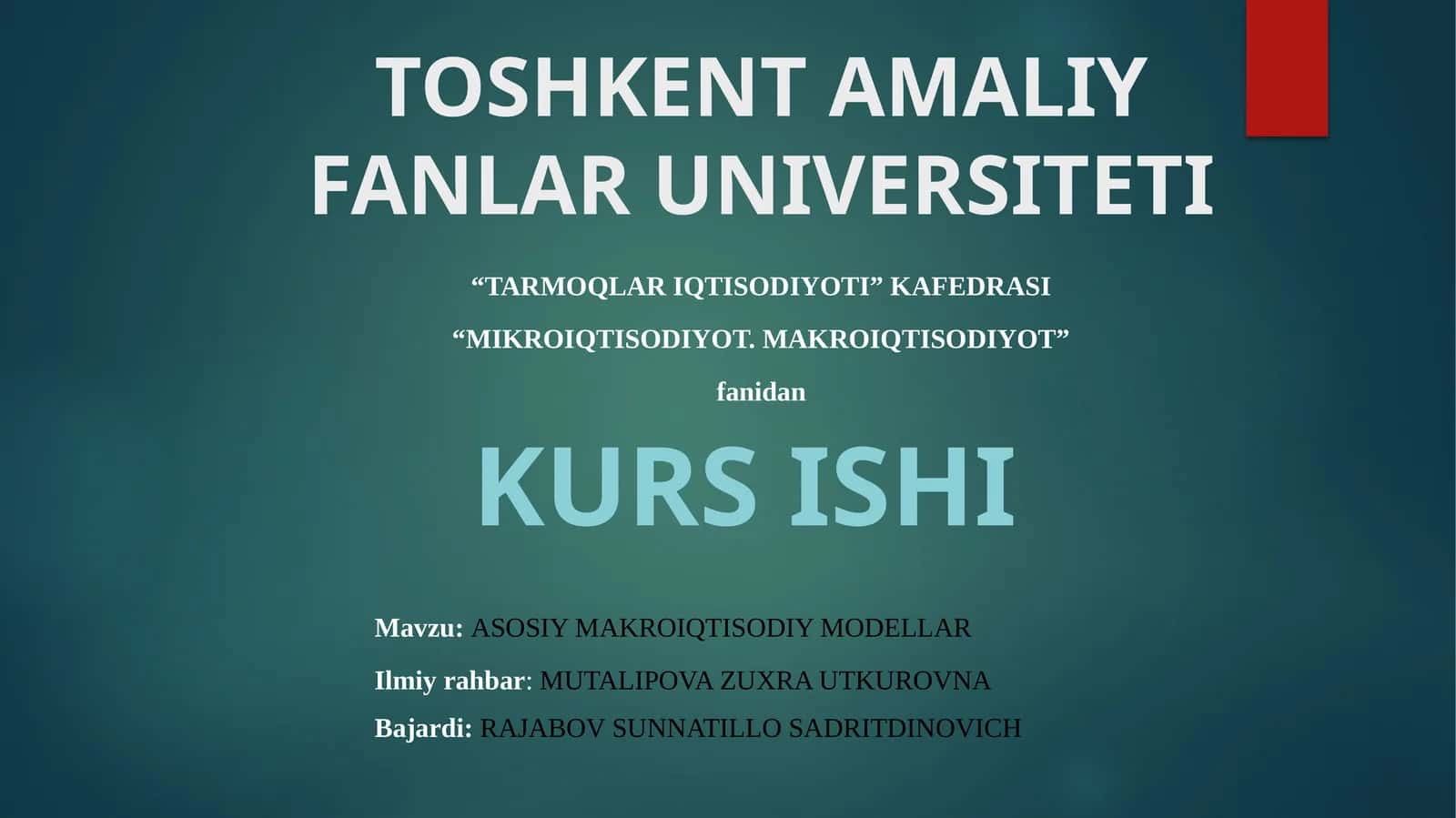 ASOSIY MAKROIQTISODIY MODELLAR 1