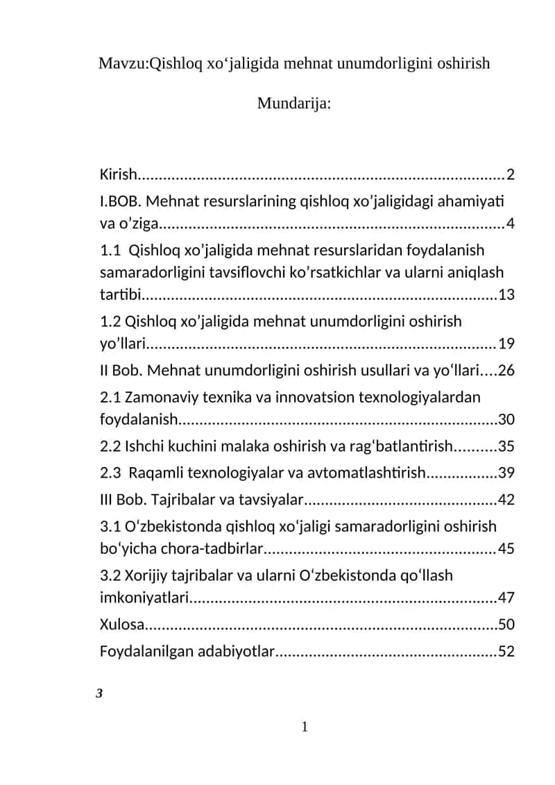 Qishloq xo‘jaligida mehnat unumdorligini oshirish 1