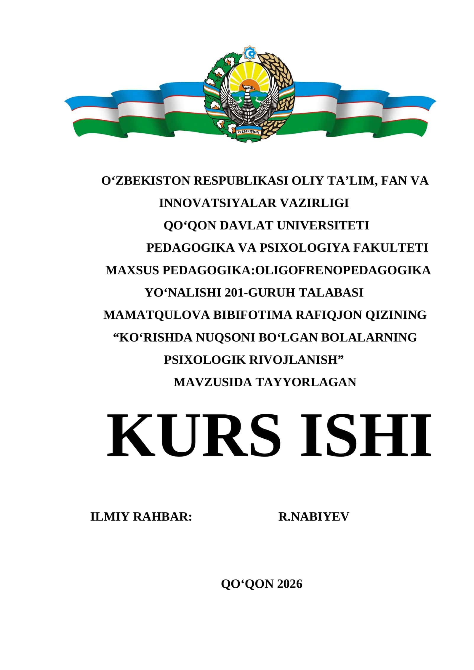 KO‘RISHDA NUQSONI BO‘LGAN BOLALARNING PSIXOLOGIK RIVOJLANISH 1