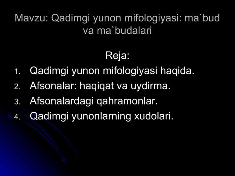 Qadimgi yunon mifologiyasi: ma`bud va ma`budalari 1