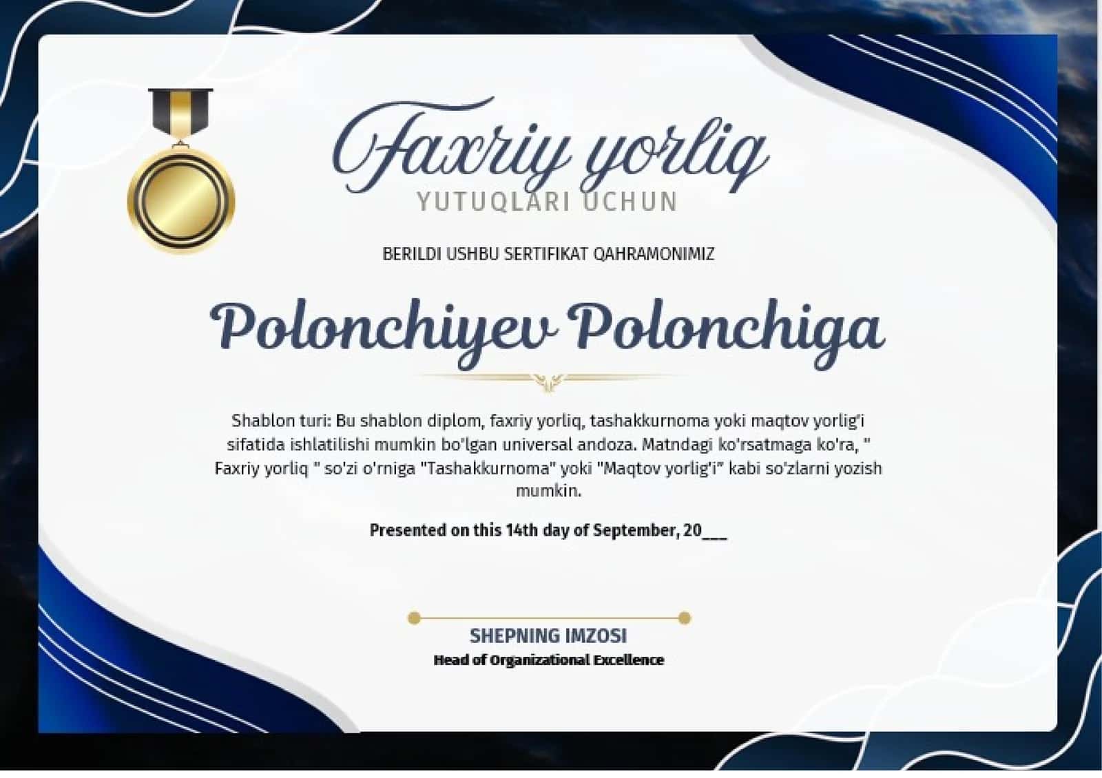 Faxriy yorliq 1