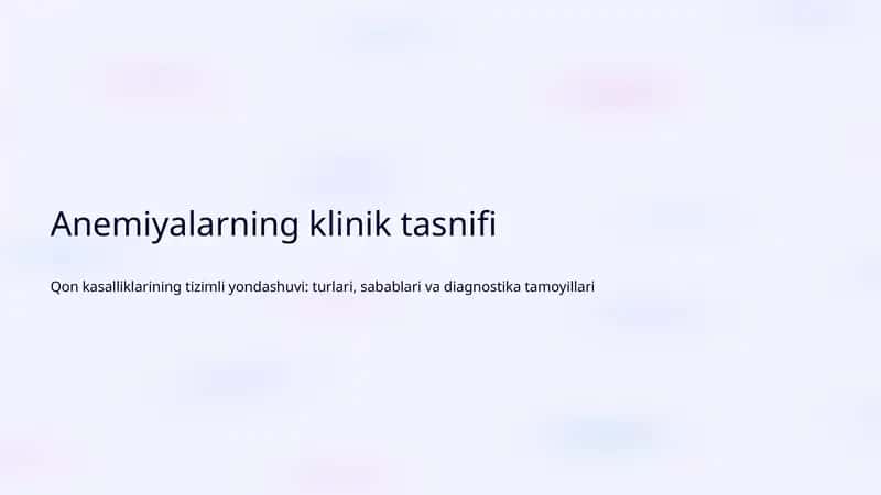 Anemiyalarning klinik tasnifi 1