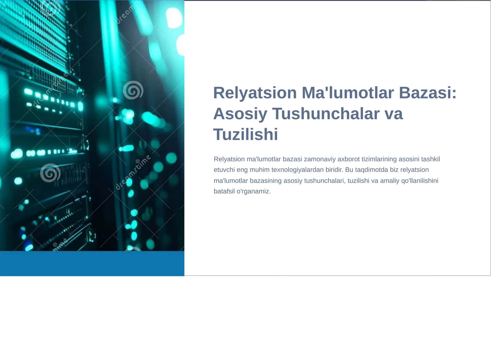 Relyatsion Ma'lumotlar Bazasi: Asosiy Tushunchalar va Tuzilishi 1
